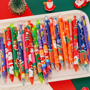 1/3/5Pcs Kawaii Christmas Press Gel Pen Black Ink Child Student Stationery School Write Ballpoint Pen
