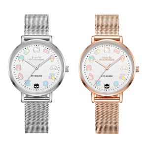 (33mm)100% Authentic Sanrio Hello Kitty Watch for Girls Quartz Watch Waterproof Shockproof Stainless Steel Strap Cute Wristwatch for Girl Kids Watch Birthday Gift 2081