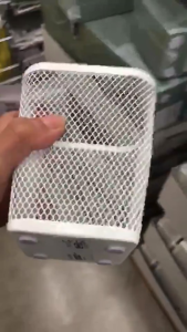 DRONJONS Pen Cup 10x10x11cm White Metal Mesh Stationery Holder Desk Organizer Pemegang Alat Tulis