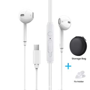 Wired Earphones Type-C Semi In-Ear Flat Port Compatible With Android Phones Tablets With Built in Microphone And Bag