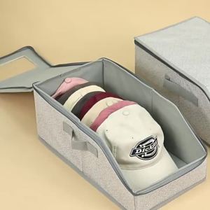 Multifunctional Large Capacity Foldable Baseball Cap Storage Box With Lid Dustproof Hat Organizer Container For Home Closet