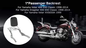 Motorcycle Rear Backrest Sissy Bar with Luggage Rack for  VStar 400 650 Classic Dragstar 400 650 Classic 1998-2018 Vstar XVS650A