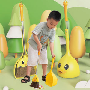 Kids Cleaning Toy Set Mini Broom Dustpan Pretend Play Detachable Broom Head Toy For Boys And Girls