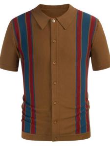 Áo Thun Nam Mùa Hè 2023 Áo Thun Polo Cổ Tròn Tay Ngắn Dệt Kim Màu Tương Phản Doanh Nhân Thời Trang Trẻ Trung Thường Ngày