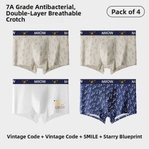 Miiow | Teenage Boy Cotton Underwear Loose Boxer Shorts Antibacterial Cartoon Print Comfortable Mid Waist For Growing Kids And Teens