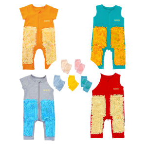 Broom Hero Baby Crawling Suit Short Sleeve Lightweight Summer Overall Clothes Anti-Dirt Floor Cleaning Costume for Babies