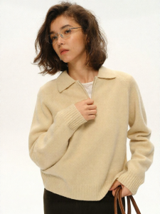 SHEITAOZI | Half-Zip Turtleneck Plain Sweater