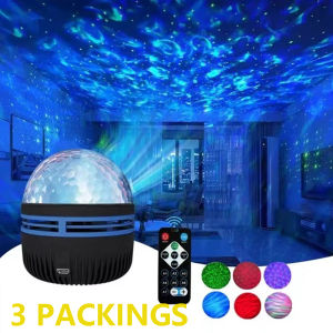 Colorful Water Wave LED Projection Lamp Party Lights with Remote Control USB Powered for Christmas Party Home Room Decorations