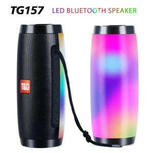 TG157 LED Flashing Light Speaker Portable Waterproof Outdoor Loundspeaker 1200 mAh Fabric Subwoofer With Rope FM Radio
