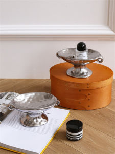 CMYD Retro Double Ear High Foot Tray Incense Holder Ceramic Home Decor Storage Tray Decorative Ornaments Soap Box Handmade