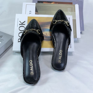 Womens Summer Outdoor Wear Painted Leather Flat Heel Mules Backless Slip-On Snake Skin Pattern Flat Bottom Slippers