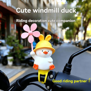 Adorable Yellow Duck Windmill Electric Bike Accessory - Handmade Pedal-Powered Bicycle Decoration Cute Cycle Decor
