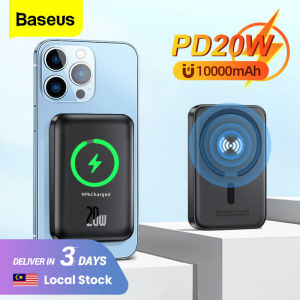 【Local Stock】Baseus 10000mAh Power Bank Magnetic Wireless Charger 6000mAh Powerbank For iPhone 15 14 13 Pro Max Mini Portable External Battery