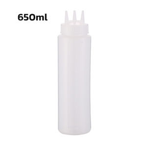 Reviln ขวดน้ำสลัด ขวดบีบซอสพลาสติก ขวดแยม 3 รู ฝาครอบ Condiment Squeeze Bottles