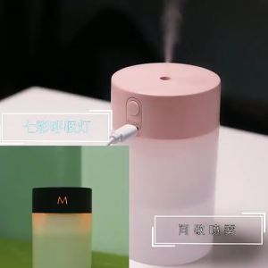 Mini Air Humidifier for Home Bedroom Car Office 260ml Capacity USB Charging Cool Mist Purifier Humidifier Nano Mist Mute Air Purifier Nano Sprayer with Colorful Light Night Light Led Lamp (3 colors)