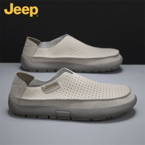Jeep | New Breathable Genuine Leather Large Size Slip-on Loafers