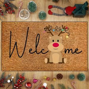 VIKAMA Christmas Welcome Doormat - Durable Suitable For Use In Entrances Corridors Gardens Kitchens And Home Decoration