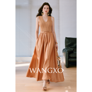 WANGXO | Glamour Hollow Weave Sleeveless Large A-line Waisted Dress