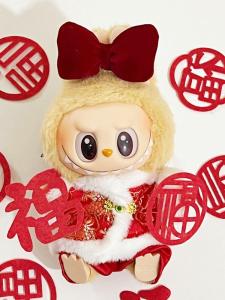 New Year Labubu Coca-Cola Clothes Second Generation Sitting Party Soft Plush Doll Outfits Lion Dance Toy Accessories