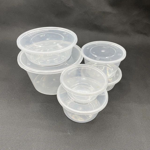 10pcs Microwavable Clear Plastic Food Container Round
