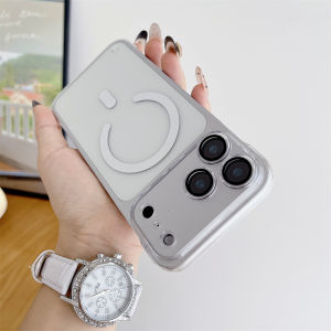 Luxury Plating Clear Half Pack Case For Magsafe For iPhone 17 14 13 15 16 Pro Max Plus Air Glass Lens Ultra Thin Frameless Cover