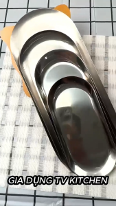 Dĩa ăn hình oval dĩa ăn Hàn Quốc dĩa hình hạt xoài sang trọng không gỉ nhiều size đa dạng (TV525)