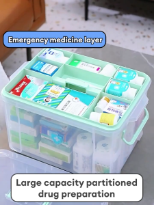 SALVO First Aid Kit Box Transparent Plastic Family First Aid Box Medicine Storage Box High-capacity Medicine Storage