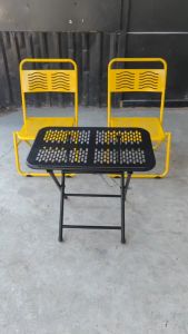 Bộ bàn ghế sắt xếp cafe Sắt son tinh điện cao cấp Gấp gọn tiện lợi Mặt lỗ thông thoáng