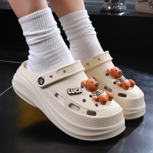 รองเท้าแตะ EVA ทรงหนาแบบสวมสำหรับผู้หญิงในช่วงฤดูร้อนปี 2025 รองเท้าแตะแบบสวมลำลองกลางแจ้งกันลื่นกันกลิ่นพื้นนุ่ม