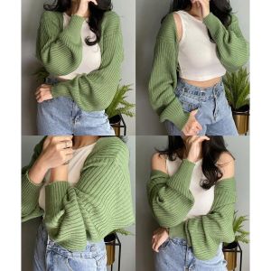 OUTFIT RAJUT Atasan Wanita Over Size Basic Crop Top Balero Liam