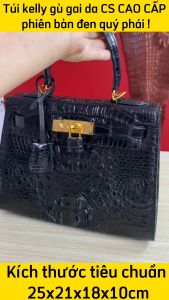 Kelly 25 Gù gai cá sấu. Màu đen đẹp quý phái!