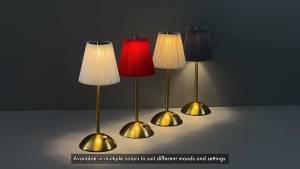 Cordless Rechargeable Table Lamp 3-Color Dimmable – Small Pleated Fabric Shade Touch Night Light for Bedroom Living Room Office Bar Restaurant Home Decor
