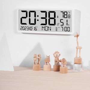 Modern Minimalist Creative LCD Wall Clock Living Room Display Digital Silent Battery Powered Plastic Material Single Face Clock