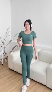 Bộ tập gym yoga aerobic nữ bộ tập thể thao nữ chất đẹp áo cộc tay dây chéo hở lưng quần dài kèm mút D16