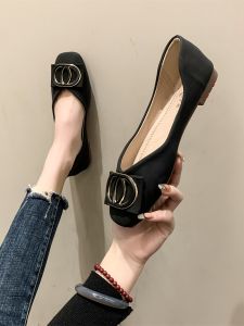 Flat Bottom Womens Shoes Spring Soft Bottom New Style Gentle Evening Black Commuting Work Shoes Comfortable Fashion Single Shoes