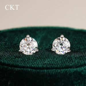 codCKT 18k White Gold 0.5ct/1ct/2ct Moissanite Super Flash Stud Earrings for Women Niche Designs Piercings Platinum Pt950 Jewelry
