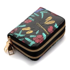 Women Girls High Quality Fashion Multi-Function Credit Card Holder With Wallet Rfid Double Zipper Coin Purse For Women