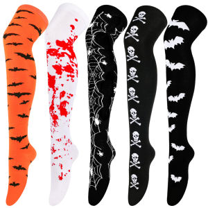 Halloween Stockings Blood Bat Spider Web Socks Festival Dress Up Props Cosplay Makeup Ball Party Skull Head Bone Long Socks New