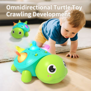 Baby turtle crawling sound and light toy - Can be chewed and has bubble bath soothing effect for babies