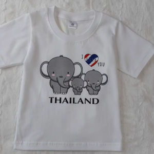 เสื้อยืดเด็กงานสกรีนลายช้างไทย ผ้าฝ้าย 100% แขนสั้น สำหรับเด็กอายุ 6เดิอน10ปี