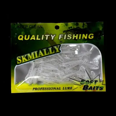 50pcs Mini Soft Fishing Lures T-tail Worm Lure Silicone Artificial Bait Bass Pike Fishing Tackle