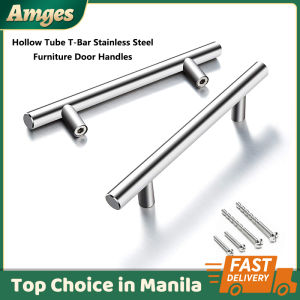 Hollow Tube T-Bar Stainless Steel Furniture Door Handles Solid Cabinet Handle Drawer Puller Bar Handle For Furniture Kitchen Wardrobe Cabinet Knot Closet Door Drawer