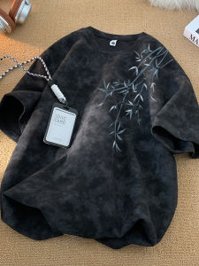 เสื้อยืดคอกลมแขนสั้นผ้าโพลีเอสเตอร์ ทรงหลวม สำหรับผู้ชาย ฤดูร้อน 2025 แบรนด์แฟชั่น ลายพิมพ์ ลายผ้าปัก ลายดอกไม้ ลายการ์ตูน