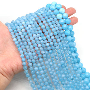 Natural Stone Aquamarine Beads Blue Round Loose Spacer Crystal Gems Bead for Jewelry Making DIY Bracelet Necklace 4/6/8/10MM