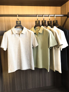 Fashionable Urban Mens Short Sleeve Polo Shirt V-Neck Heavyweight Cotton Blend Turn-down Collar T-Shirt for Daily Wear Summer