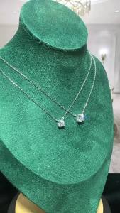Nữ 6.5mm 0.5-5CT Moissanite Mặt Dây Chuyền Vòng Cổ Bạc 925 Cổ Điển Hình Tròn O-Dây Chuyền Mỹ Trang Sức Cho Đảng Cô Dâu