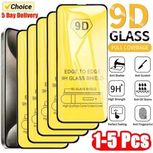 1-5PCS 9D Full Cover Tempered Glass For iPhone 11 12 13 14 15 16 Pro Max 16E Screen Protector For iPhone 13 Mini XR X XS MAX