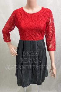 Dress Marry Anak Remaja Realpic Fit to L Bahan Brukat Mix Satin Velvet