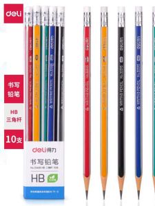 Deli Pencils with Eraser for Kindergarten Children Engraved Name Triangle Shape Grade One Stationery Business Writing Tools