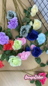 Artificial RoseX3 Cabang Bunga Palsu Plastik Buatan Imitasi Hias Dekor Buket Bouquet Rumah Pesta